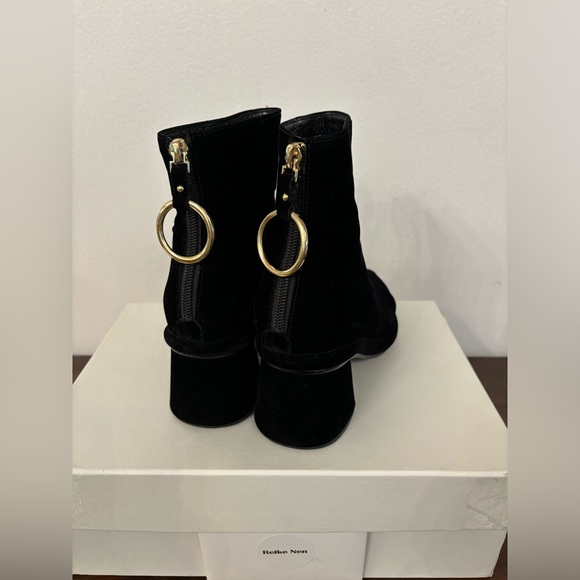 Reike Nen Black Velvet ankle mid-heel booties size US 5/ EU 35 - worn <5 times - Picture 8 of 10